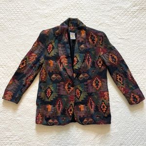 Vintage colorful geometric patterned blazer, Ascente, size M